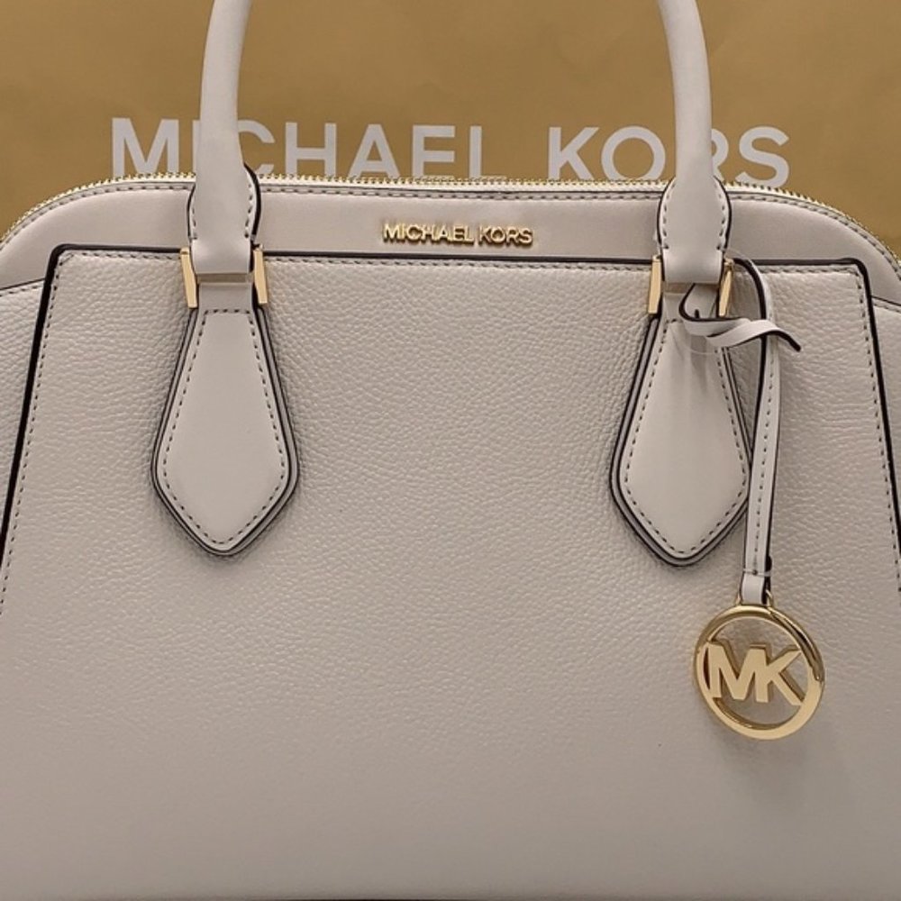 Michael Kors Daria Large Satchel Bag Leather Light Cream - Picture 13 of 16